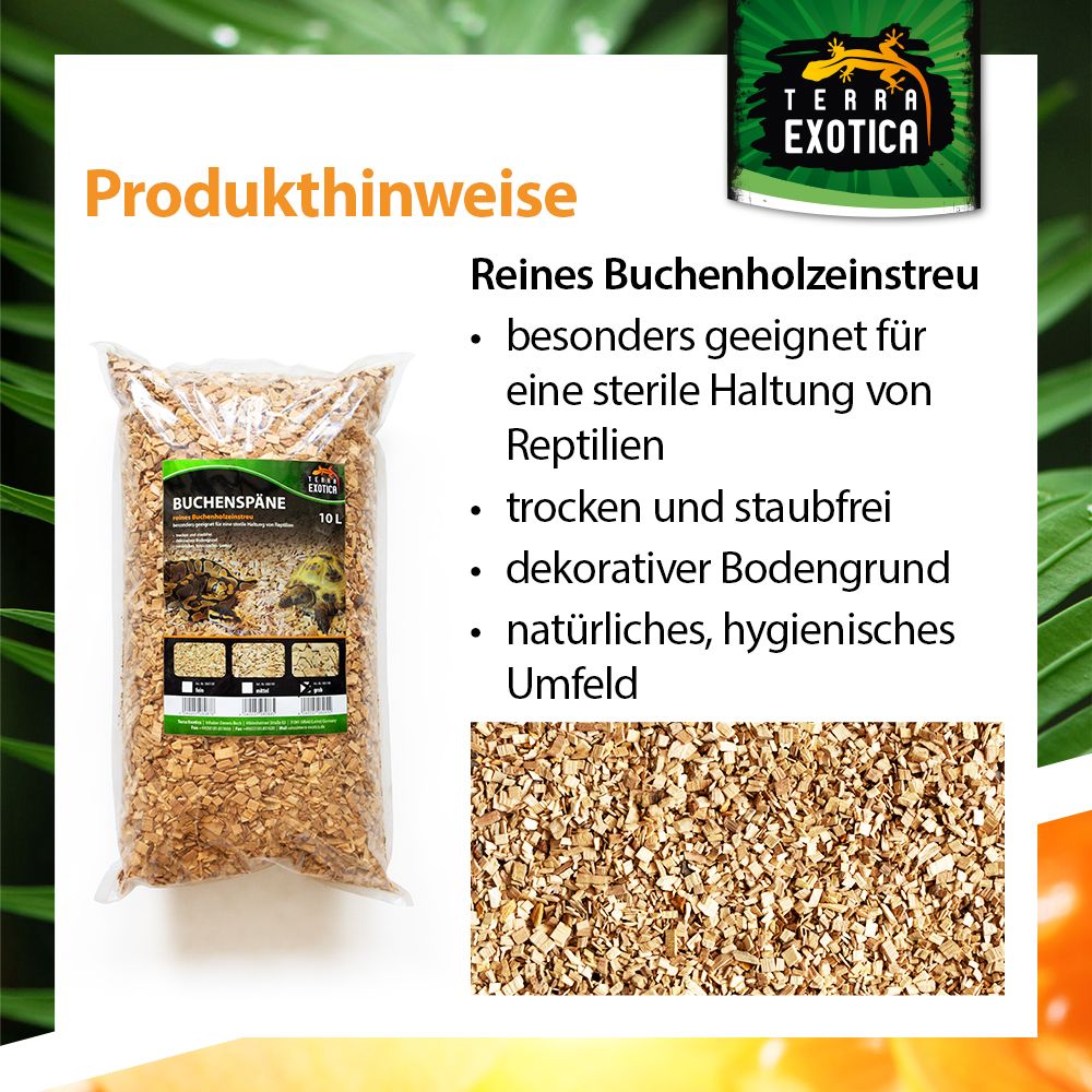 Terra Exotica Buchenspäne – 10 Liter (grob, 3–10 mm Körnung)