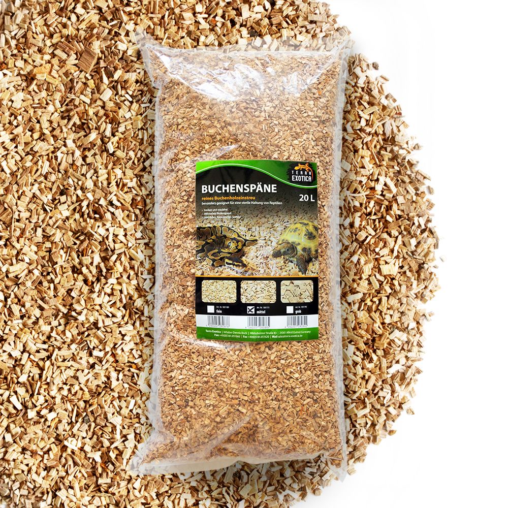 Terra Exotica Buchenspäne – 20 Liter (mittel, 3–5 mm Körnung)