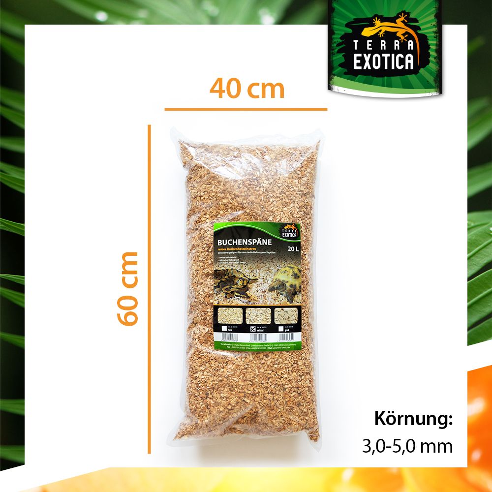 Terra Exotica Buchenspäne – 20 Liter (mittel, 3–5 mm Körnung)