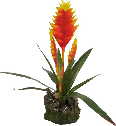 Lucky Reptile Jungle Plants – Bromelie mit 3 gelben Blüten, 35 cm