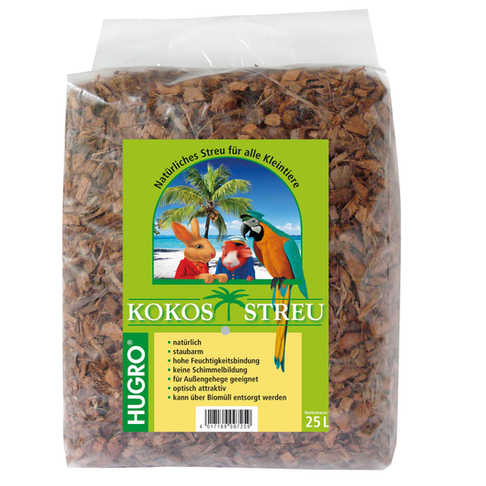 HUGRO Kokosstreu – Natürliche Einstreu für Kleintiere und Reptilien