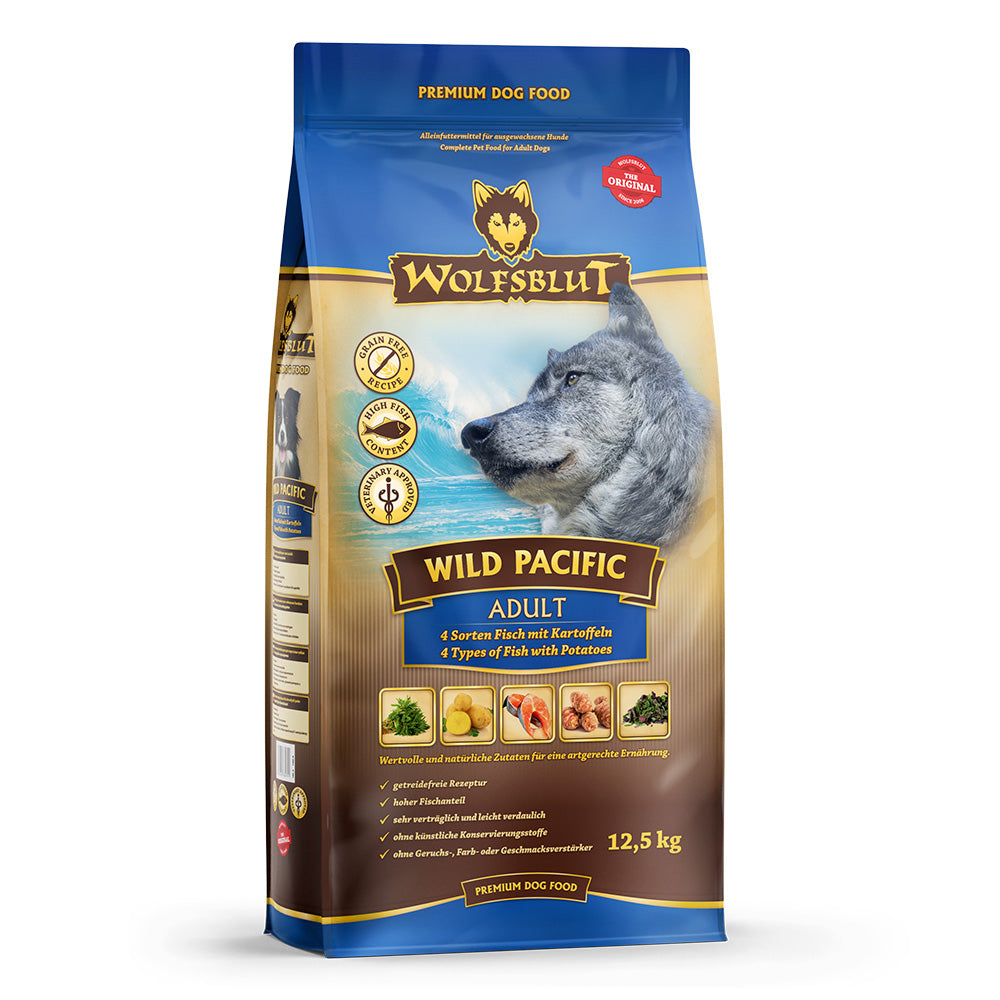 Wolfsblut Wild Pacific Adult Trockenfutter Hund mit 4 Sorten Fisch und Kartoffeln
